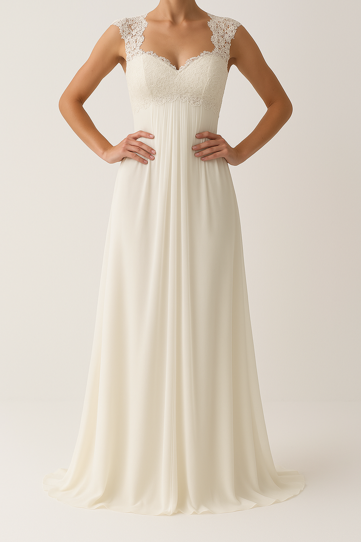 Women’s Wedding Dress – A-Line Silhouette – Lace Bodice – Sweetheart Neckline – Full-Length Gown