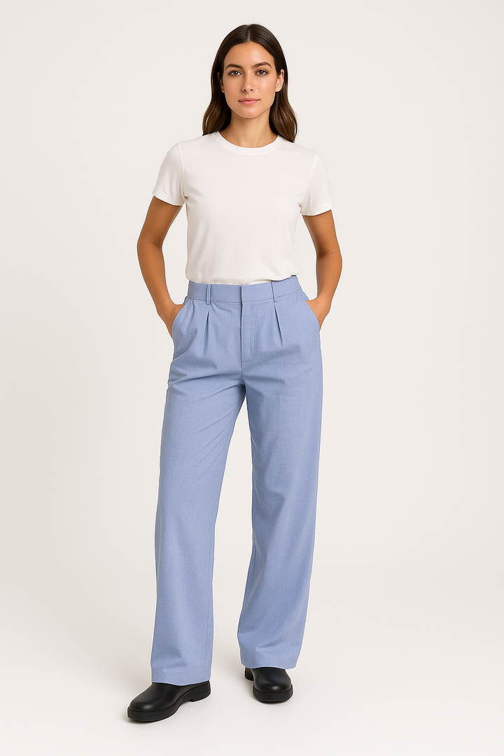 Women’s Wide-Leg Pants – High Waist – Pleated Front