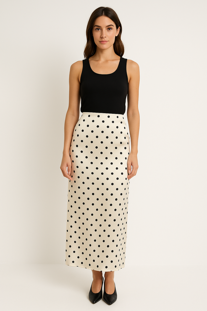 Women’s Skirt - Slim Fit - Polka Dot Midi-Length