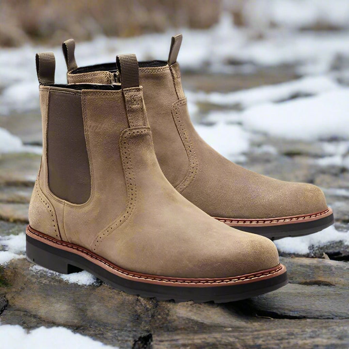 Men’s Chelsea Boots – Streamlined Fit – Soft Suede – Elastic Sides – Rubber Sole