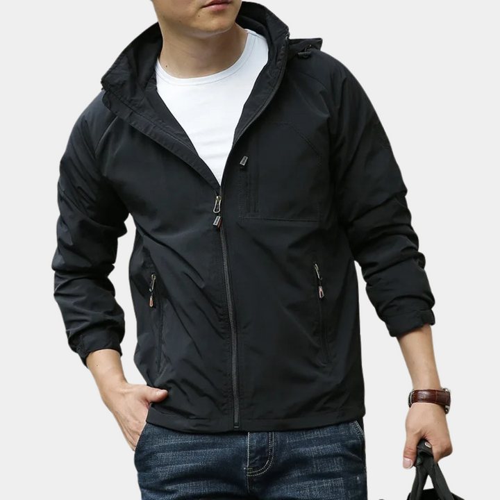 Men’s Jacket - Slim Fit - Water-Resistant - Stand Collar - Zipper Pockets - Casual Outerwear