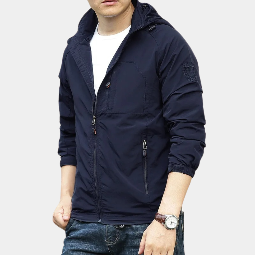 Men’s Jacket - Slim Fit - Water-Resistant - Stand Collar - Zipper Pockets - Casual Outerwear