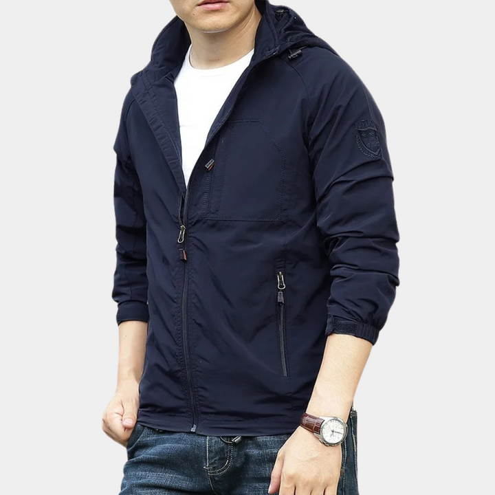 Men’s Jacket - Slim Fit - Water-Resistant - Stand Collar - Zipper Pockets - Casual Outerwear