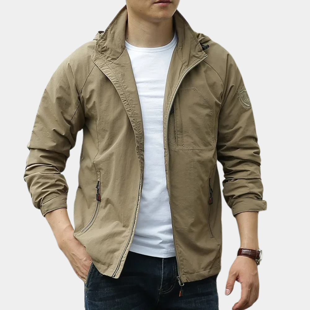 Men’s Jacket - Slim Fit - Water-Resistant - Stand Collar - Zipper Pockets - Casual Outerwear