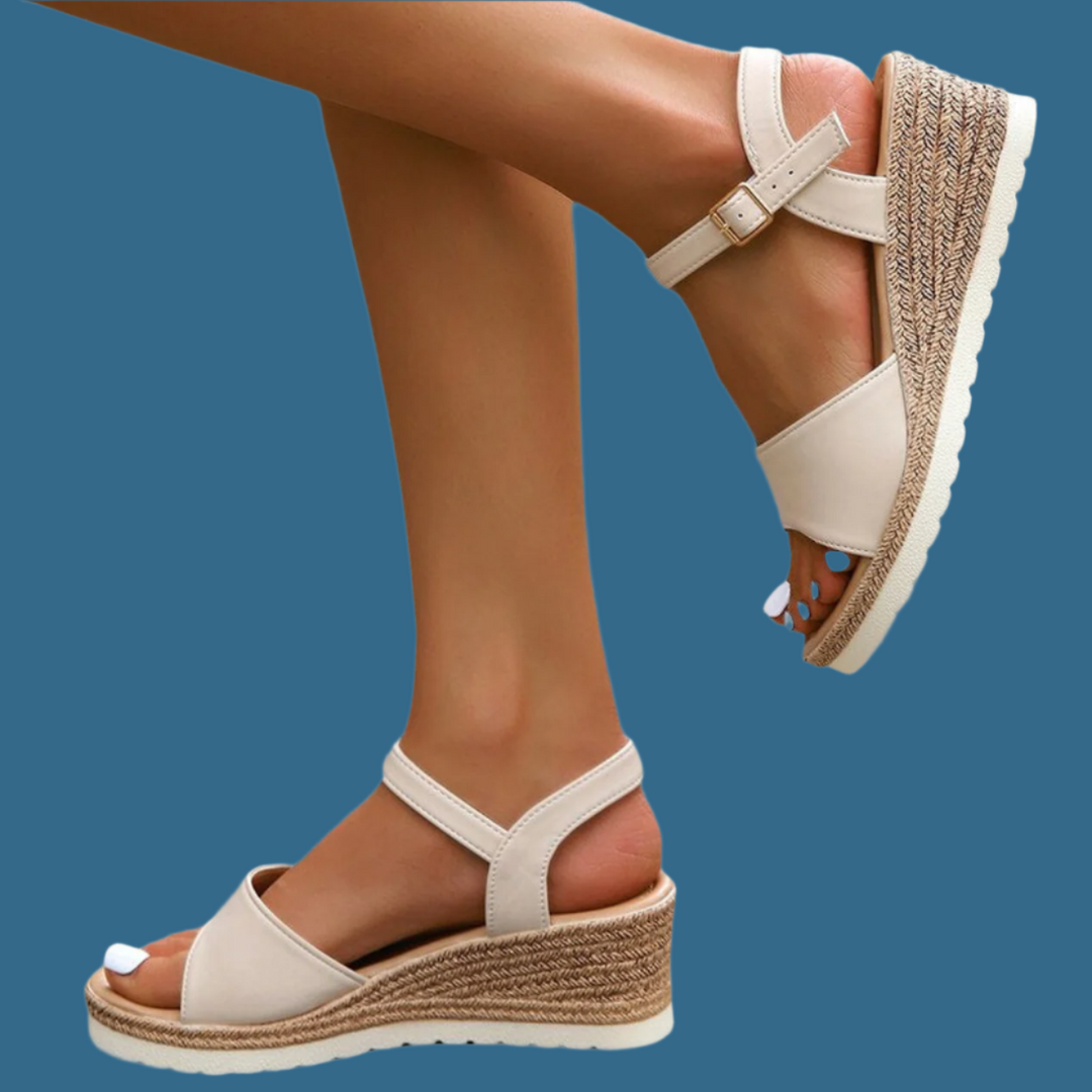 Women’s Platform Sandals – Open Toe – Ankle Strap – Cushioned Sole – Elevated Comfort Fit