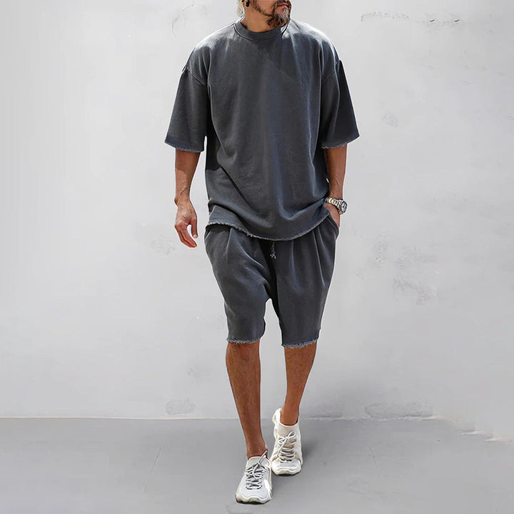 Men’s Lounge Set – Oversized T-Shirt and Shorts – Relaxed Fit – Cotton Blend