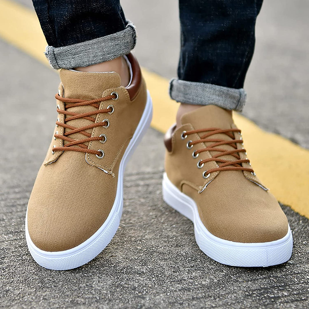 Men’s Low-Top Sneakers - Breathable Blend - Lace-Up Design - Padded Collar Casual Fit