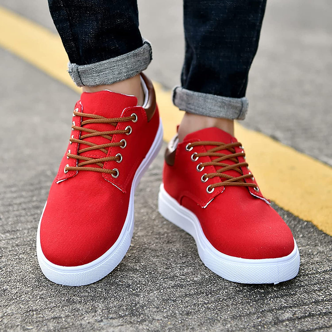 Men’s Low-Top Sneakers - Breathable Blend - Lace-Up Design - Padded Collar Casual Fit