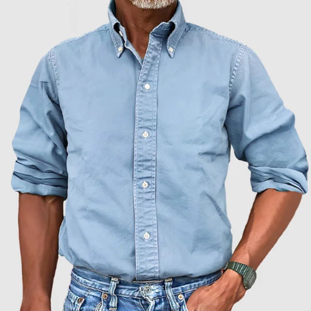 Men’s Long-Sleeve Shirt – Regular Fit – Button-Down Collar – Breathable Blend