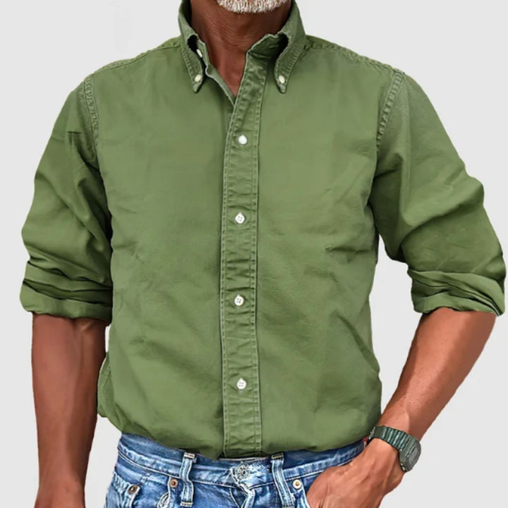 Men’s Long-Sleeve Shirt – Regular Fit – Button-Down Collar – Breathable Blend