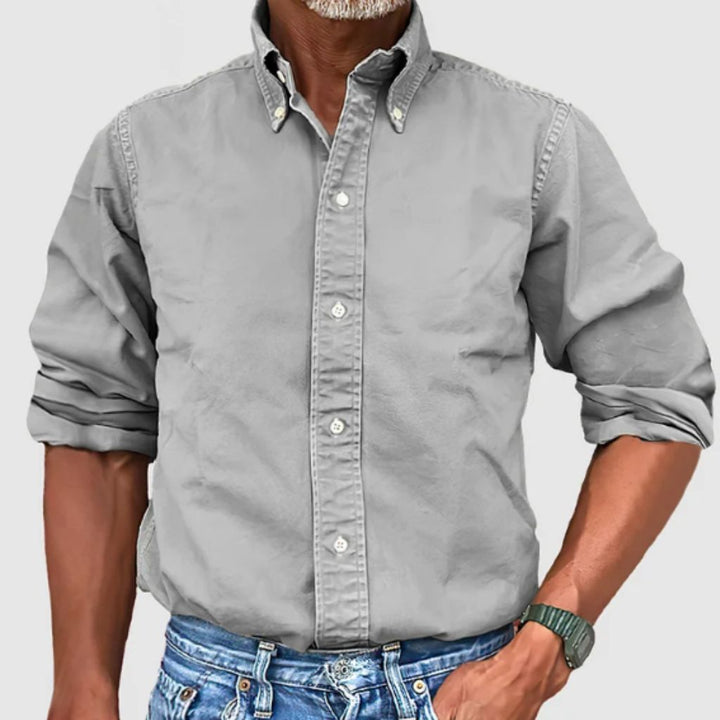 Men’s Long-Sleeve Shirt – Regular Fit – Button-Down Collar – Breathable Blend