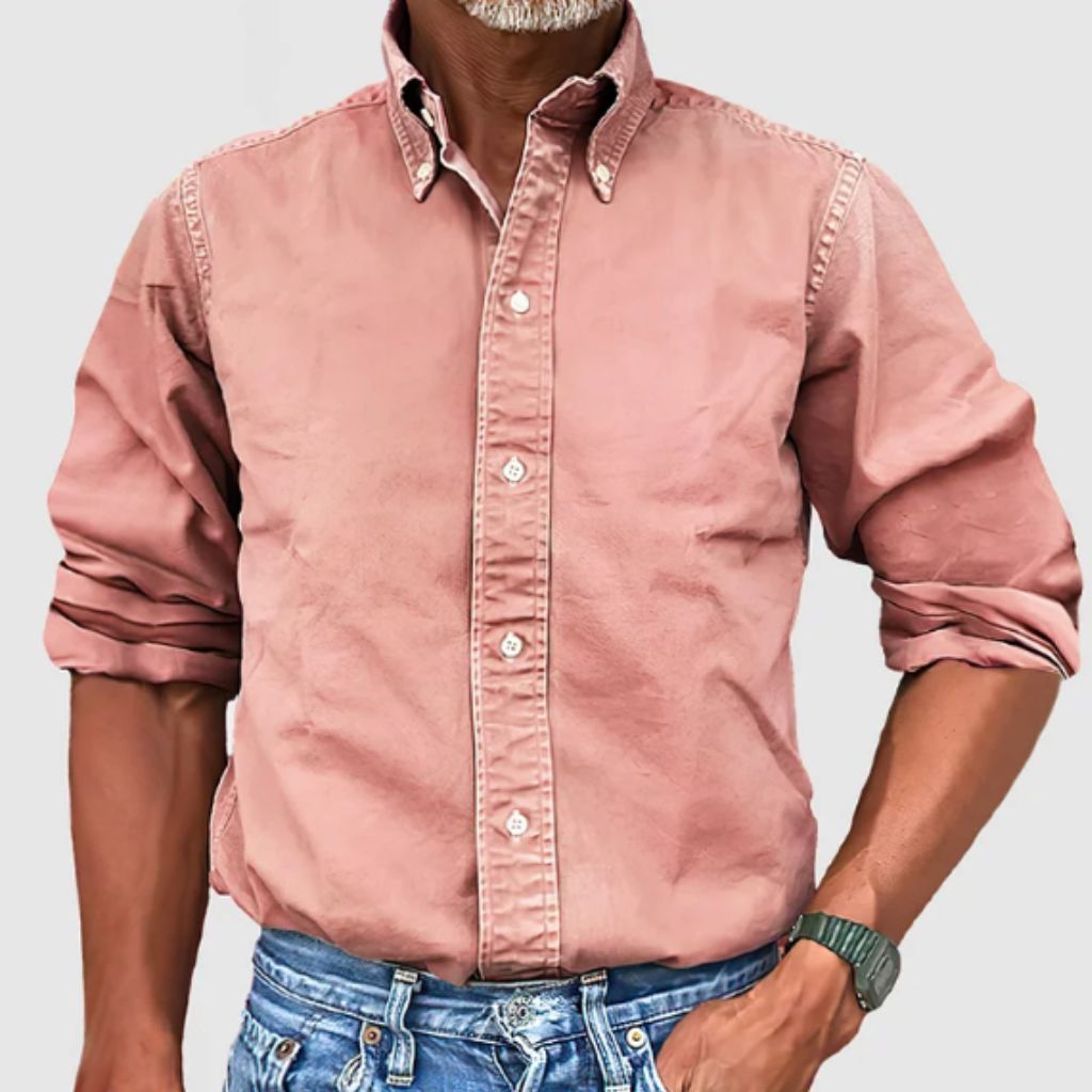 Men’s Long-Sleeve Shirt – Regular Fit – Button-Down Collar – Breathable Blend
