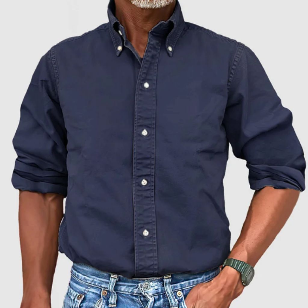 Men’s Long-Sleeve Shirt – Regular Fit – Button-Down Collar – Breathable Blend