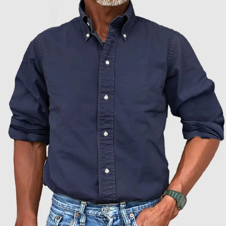 Men’s Long-Sleeve Shirt – Regular Fit – Button-Down Collar – Breathable Blend