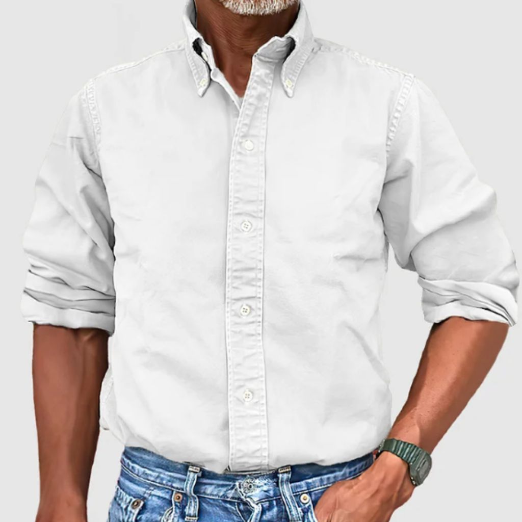 Men’s Long-Sleeve Shirt – Regular Fit – Button-Down Collar – Breathable Blend