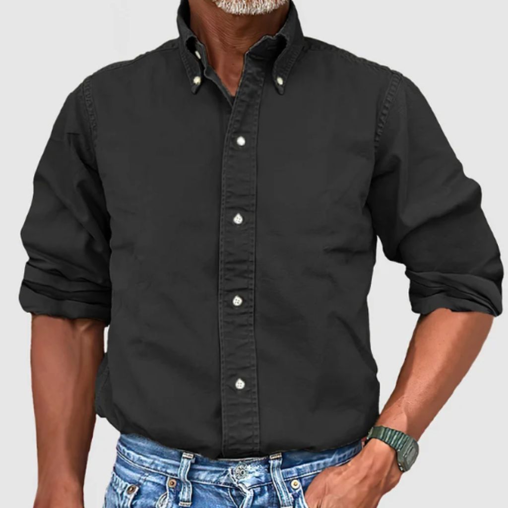 Men’s Long-Sleeve Shirt – Regular Fit – Button-Down Collar – Breathable Blend