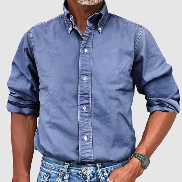 Men’s Long-Sleeve Shirt – Regular Fit – Button-Down Collar – Breathable Blend