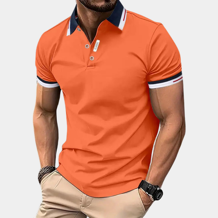 Men’s Polo Shirt - Slim Fit - Breathable Blend - Contrast Trim - Short Sleeve Casual Wear