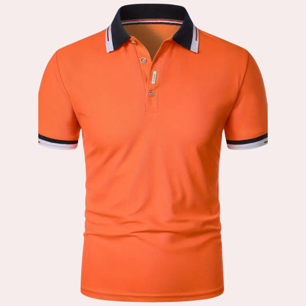 Men’s Polo Shirt - Slim Fit - Breathable Blend - Contrast Trim - Short Sleeve Casual Wear