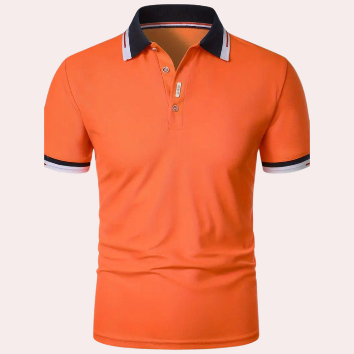 Men’s Polo Shirt - Slim Fit - Breathable Blend - Contrast Trim - Short Sleeve Casual Wear