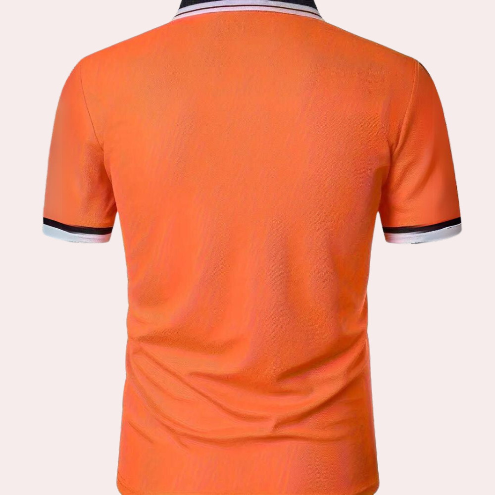 Men’s Polo Shirt - Slim Fit - Breathable Blend - Contrast Trim - Short Sleeve Casual Wear