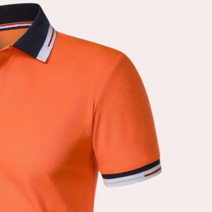 Men’s Polo Shirt - Slim Fit - Breathable Blend - Contrast Trim - Short Sleeve Casual Wear