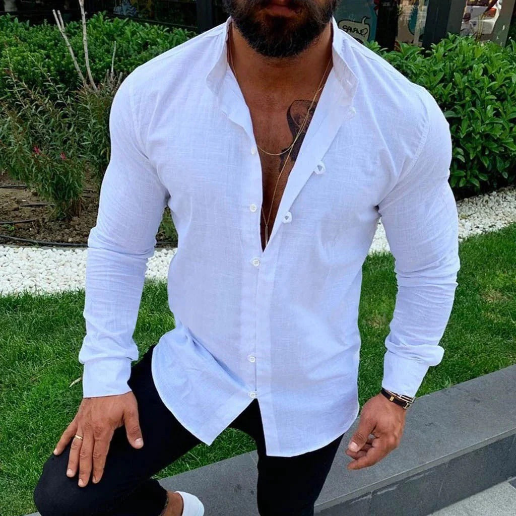 Men’s Shirt - Slim Fit - Natural Fibers - Long Sleeve - Button-Up Casual Style