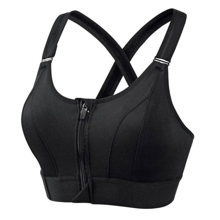 Women’s Support Bra – Longline Fit – Front Zip – Cross-Back Straps – Breathable Blend