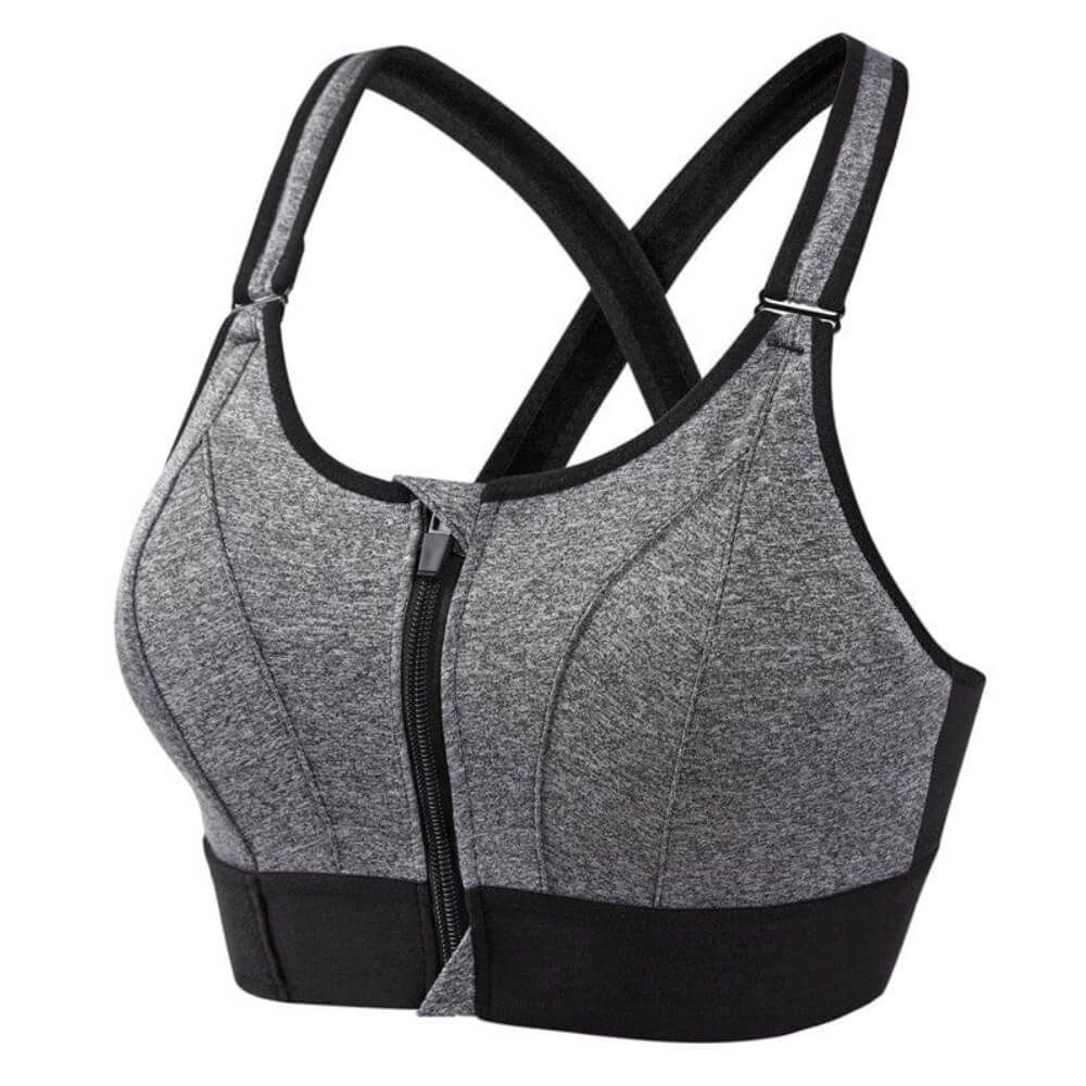 Women’s Support Bra – Longline Fit – Front Zip – Cross-Back Straps – Breathable Blend
