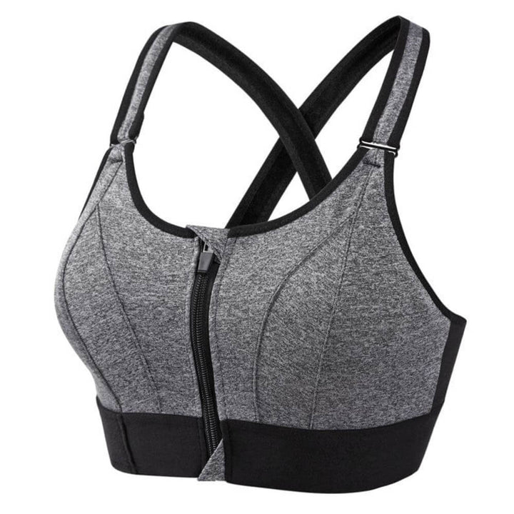 Women’s Support Bra – Longline Fit – Front Zip – Cross-Back Straps – Breathable Blend