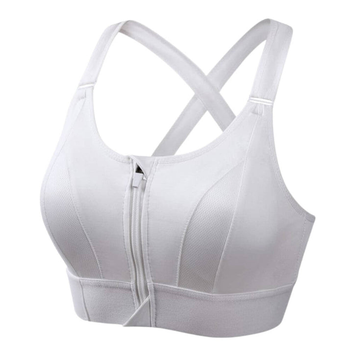 Women’s Support Bra – Longline Fit – Front Zip – Cross-Back Straps – Breathable Blend