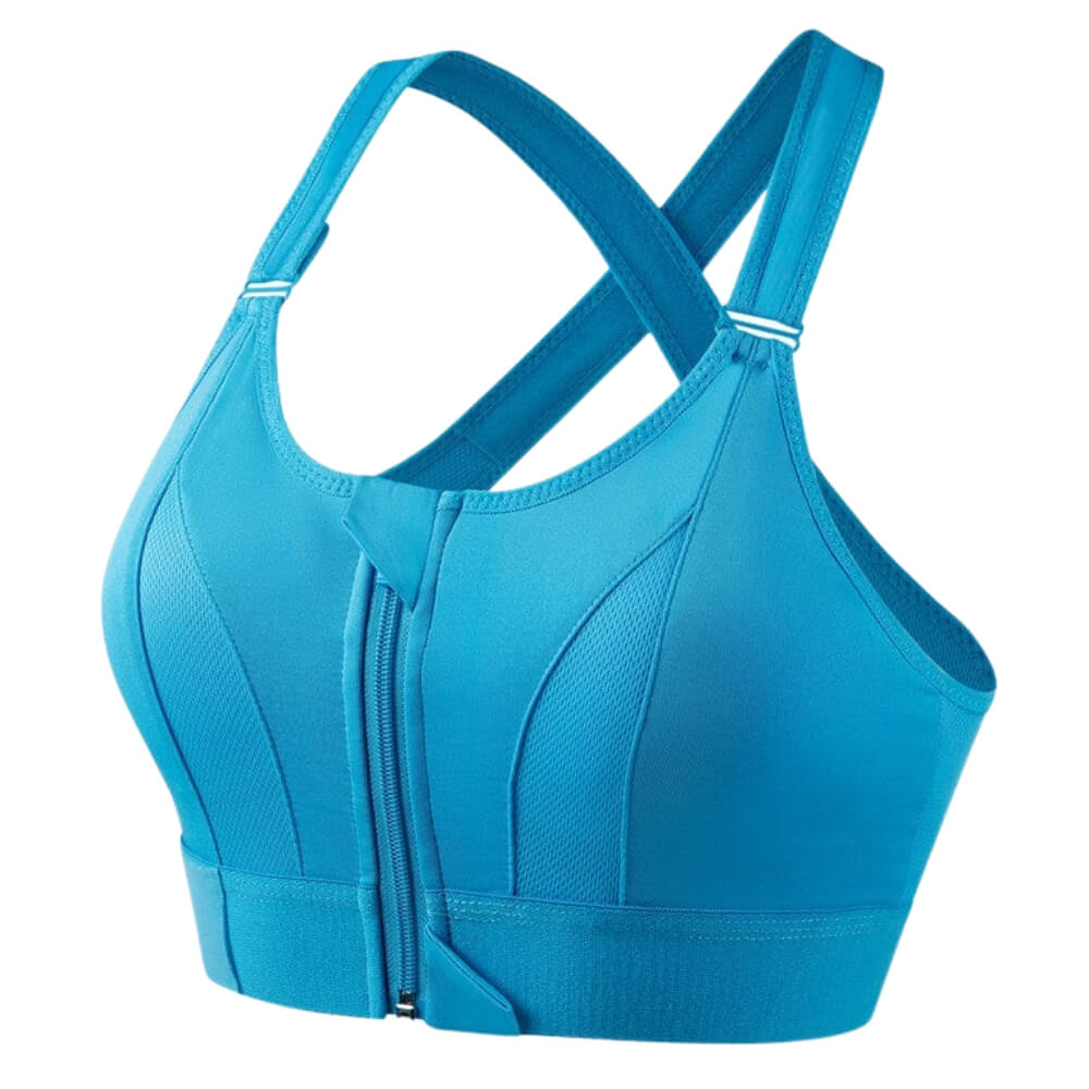 Women’s Support Bra – Longline Fit – Front Zip – Cross-Back Straps – Breathable Blend