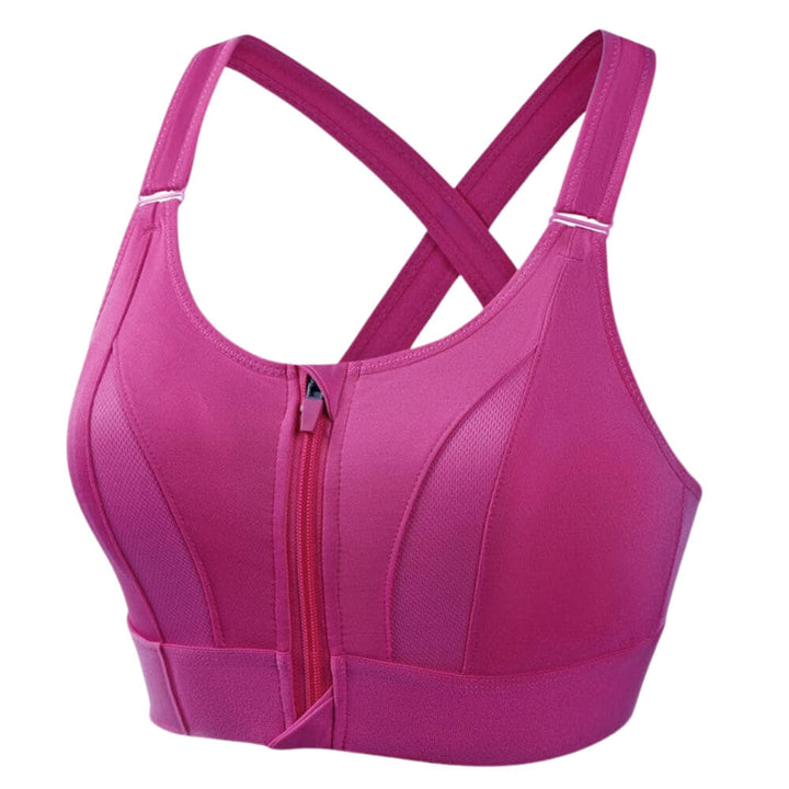 Women’s Support Bra – Longline Fit – Front Zip – Cross-Back Straps – Breathable Blend