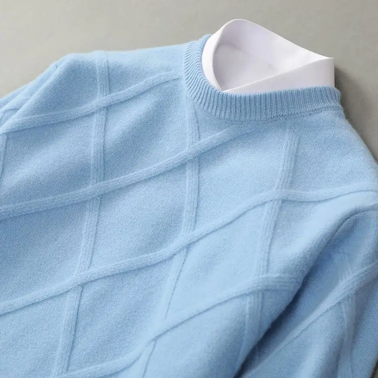 Men’s Sweater – Regular Fit – Ribbed Crew Neck – Textured Soft Knit – Luxury Fabric