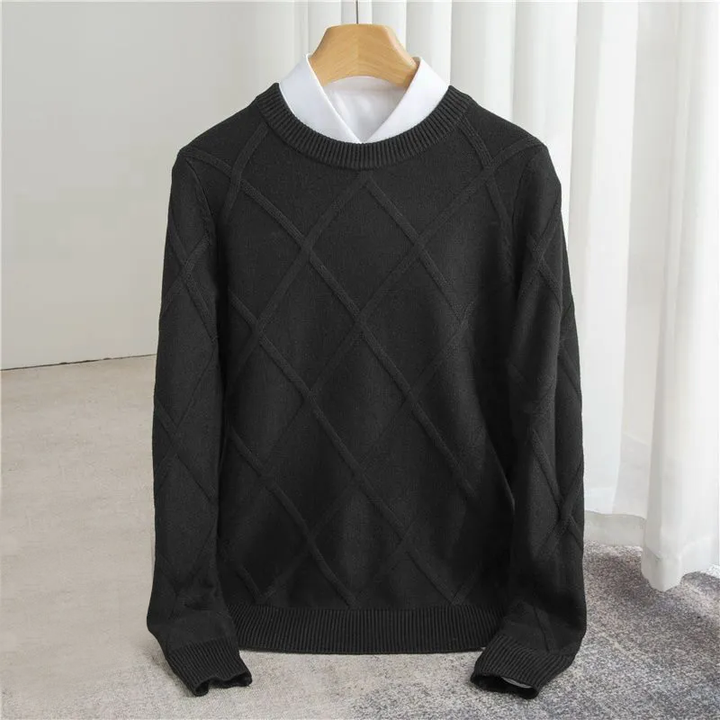 Men’s Sweater – Regular Fit – Ribbed Crew Neck – Textured Soft Knit – Luxury Fabric