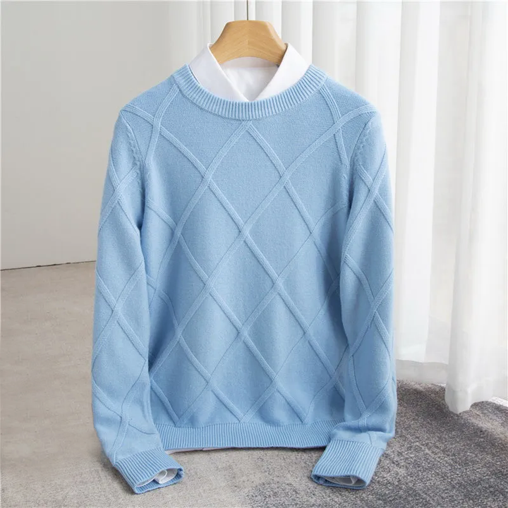 Men’s Sweater – Regular Fit – Ribbed Crew Neck – Textured Soft Knit – Luxury Fabric