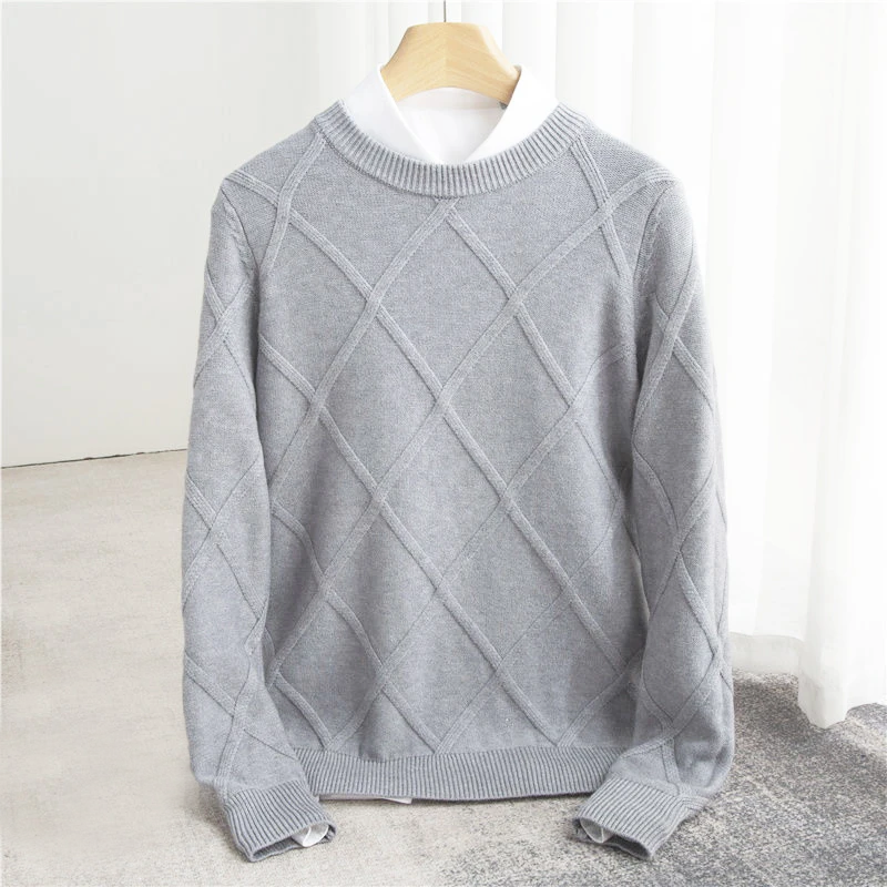 Men’s Sweater – Regular Fit – Ribbed Crew Neck – Textured Soft Knit – Luxury Fabric
