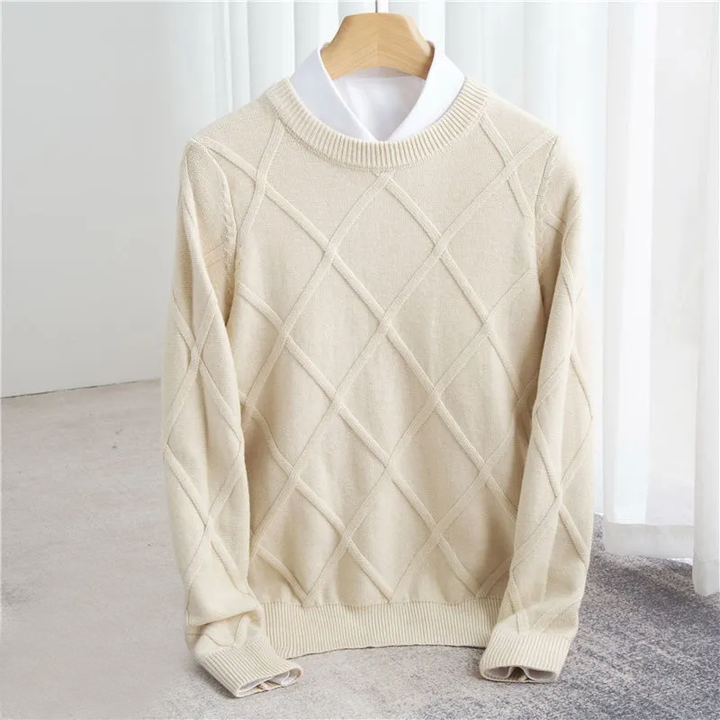 Men’s Sweater – Regular Fit – Ribbed Crew Neck – Textured Soft Knit – Luxury Fabric