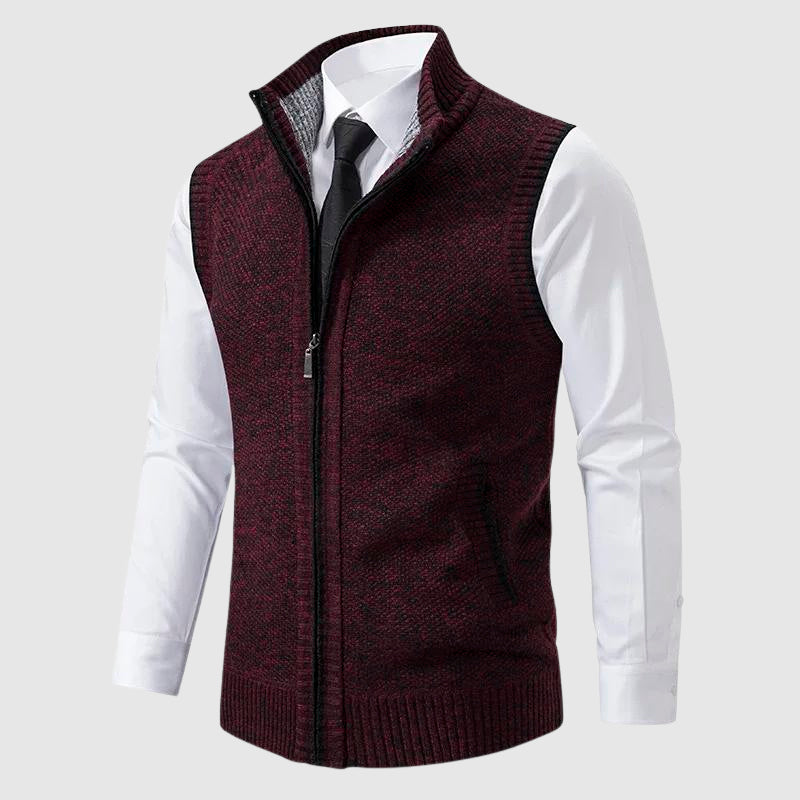 Men’s Sweater Vest – Slim Fit Soft Knit – Zip Front – Ribbed Trim – Smart Casual Layer