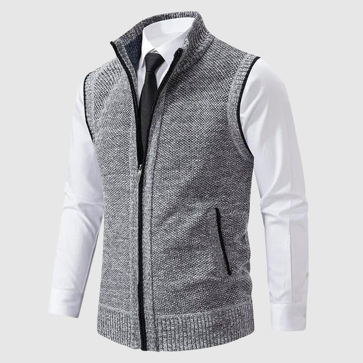 Men’s Sweater Vest – Slim Fit Soft Knit – Zip Front – Ribbed Trim – Smart Casual Layer