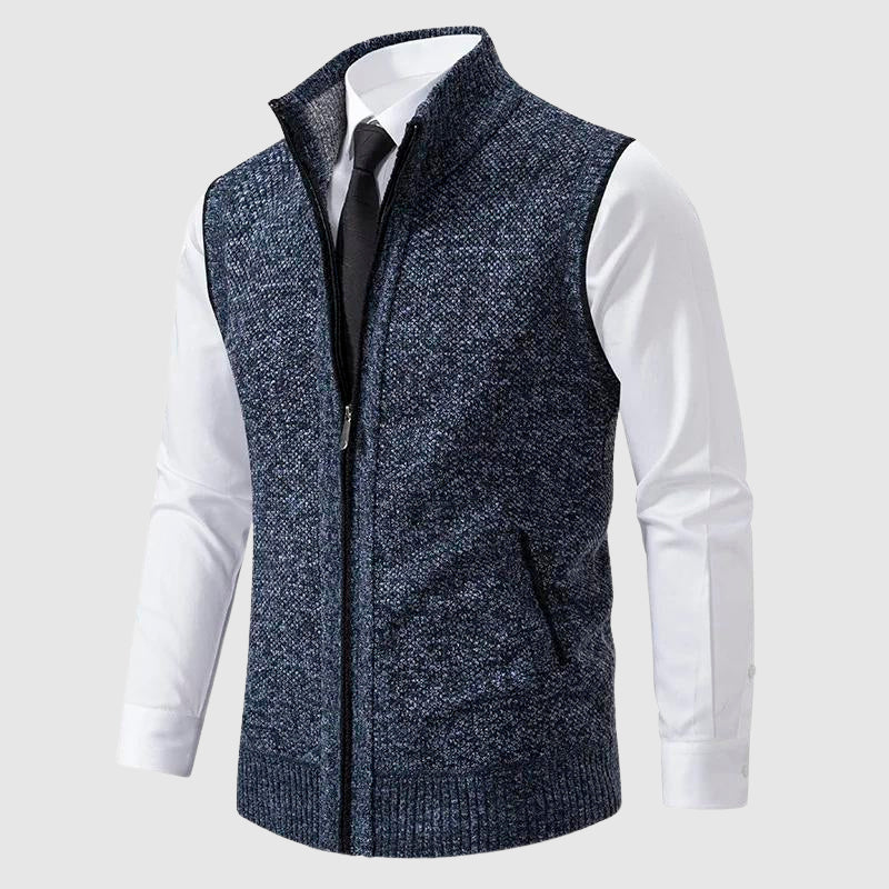 Men’s Sweater Vest – Slim Fit Soft Knit – Zip Front – Ribbed Trim – Smart Casual Layer