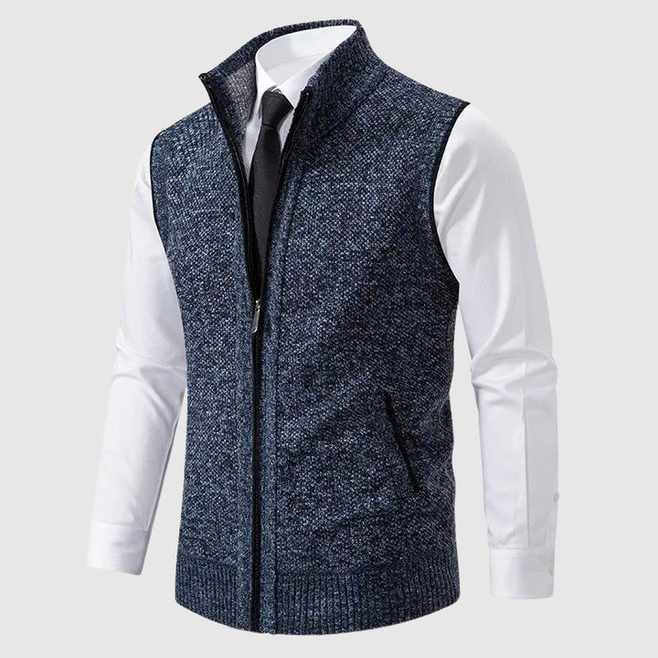 Men’s Sweater Vest – Slim Fit Soft Knit – Zip Front – Ribbed Trim – Smart Casual Layer