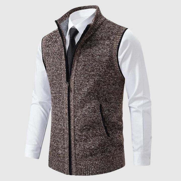 Men’s Sweater Vest – Slim Fit Soft Knit – Zip Front – Ribbed Trim – Smart Casual Layer