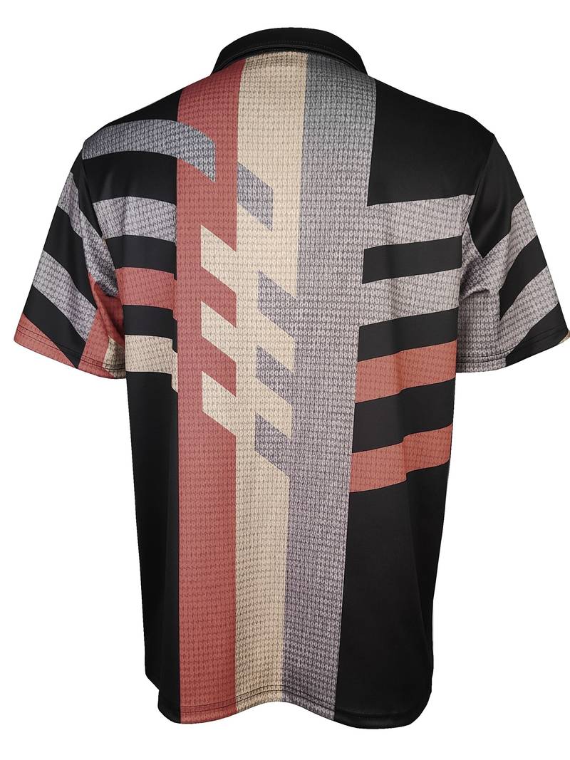 Men’s Polo Shirt - Textured Fabric - Geometric Abstract Pattern - Short Sleeve