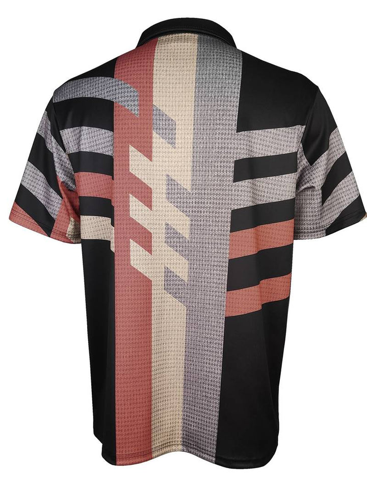 Men’s Polo Shirt - Textured Fabric - Geometric Abstract Pattern - Short Sleeve
