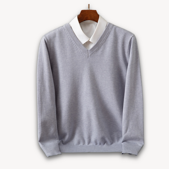 Men’s V-Neck Sweater – Slim Fit – Soft Knit – Ribbed Detail – Lightweight Luxury Fabric