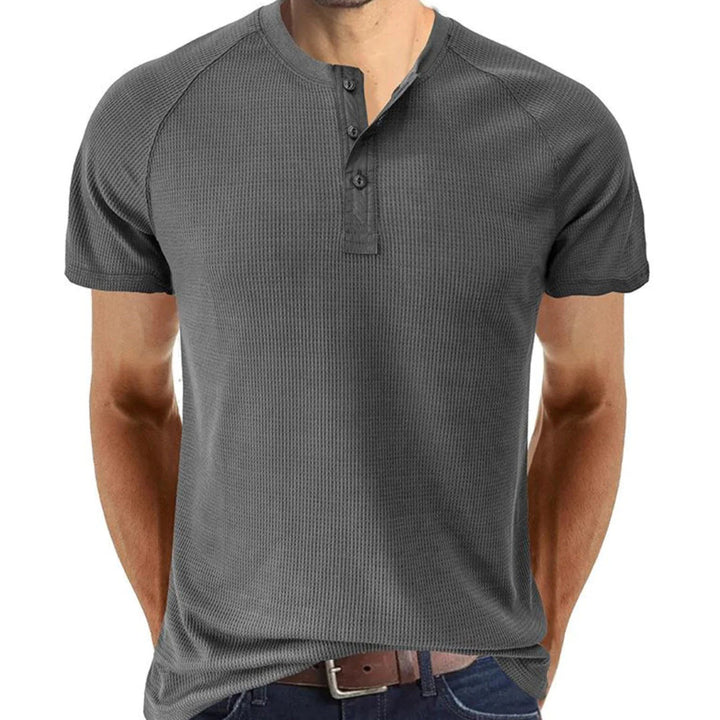 Men’s Henley Shirt - Slim Fit - Soft Knit - Short Sleeve - Breathable Casual Wear
