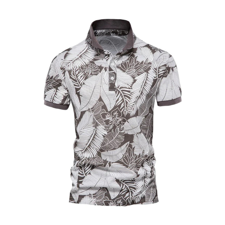 Men’s Polo Shirt - Slim Fit - Short Sleeve - Breathable Blend - Tropical Print