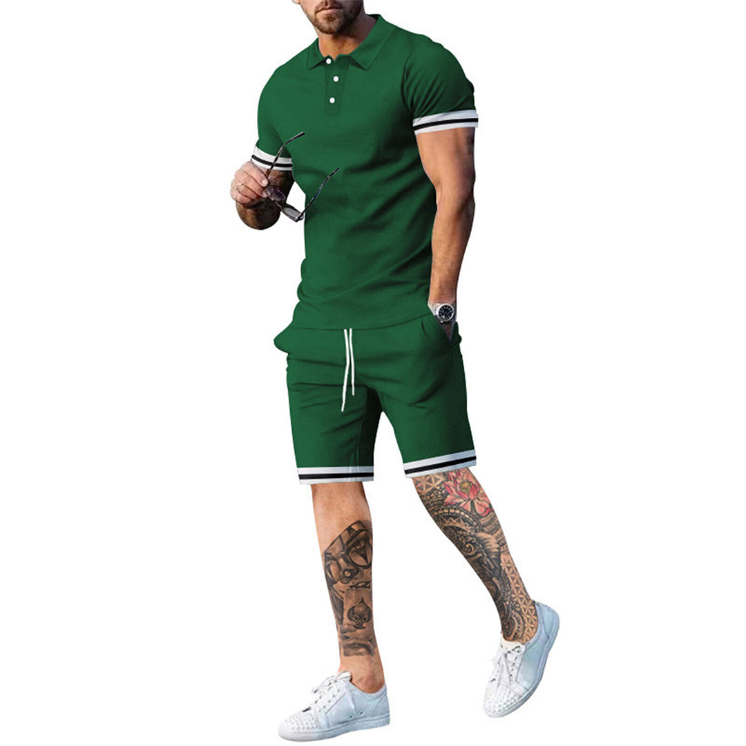 Men’s Polo Shirt and Shorts Set – Slim Fit – Cotton Blend – Sporty Style