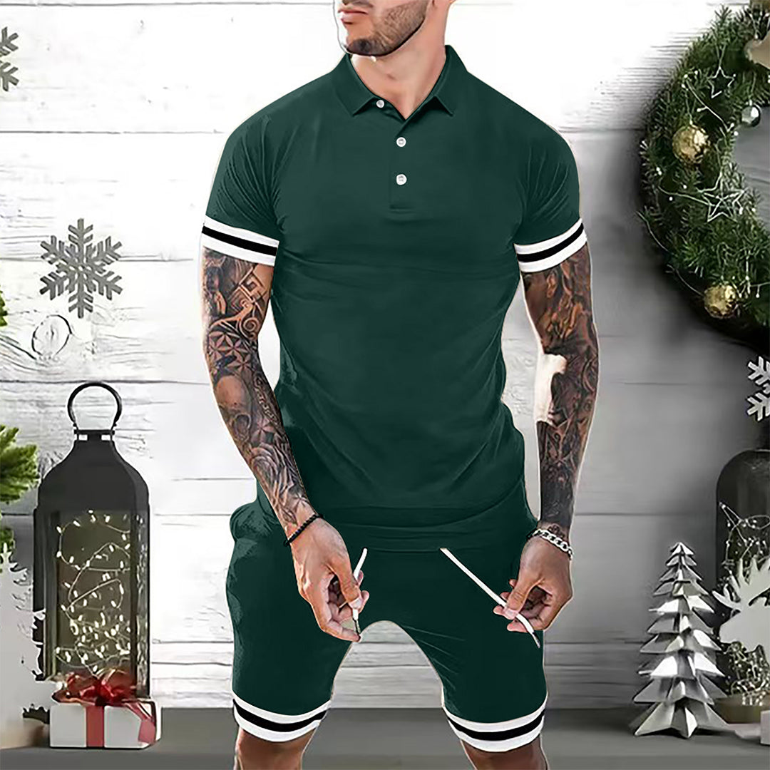 Men’s Polo Shirt and Shorts Set – Slim Fit – Cotton Blend – Sporty Style